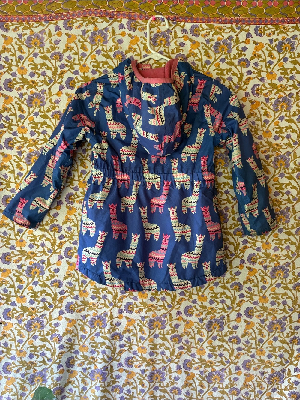 Hatley Pink Lined Kids' Hooded Jacket with Blue Trim - Picture 10 of 12